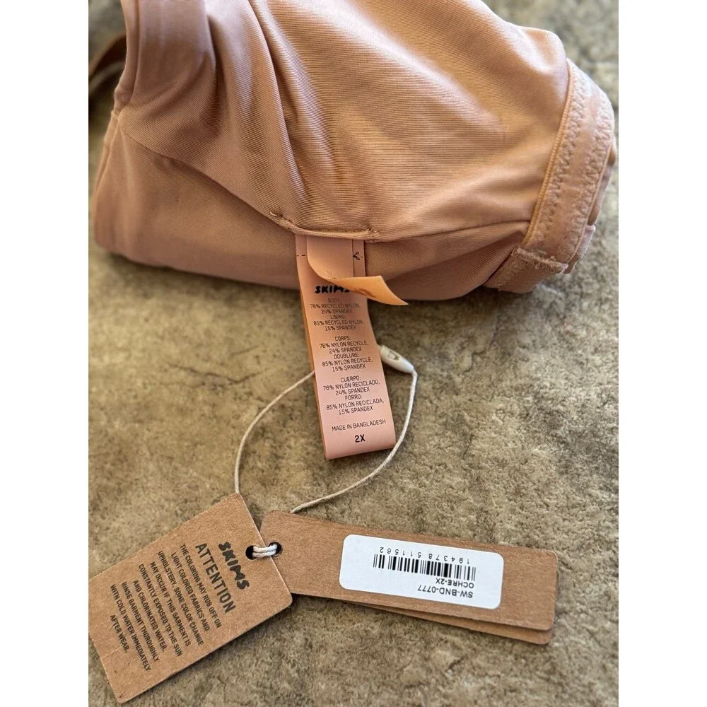 Skims Signature Swim Bandeau Bikini Top Ochre Size 2X
